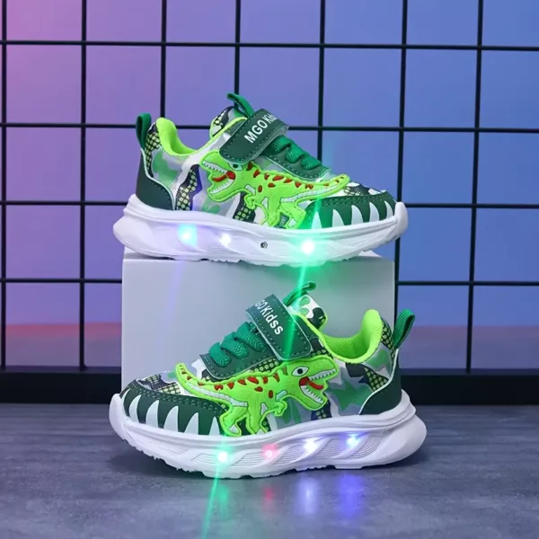 Baskets enfants dinosaure avec lumières LED – chaussures sport fun et lumineuses