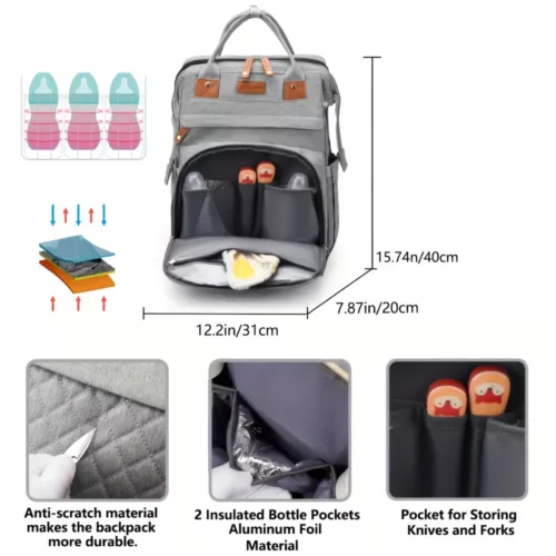 Sac à dos à langer multifonction bébé – matelassé, pratique pour voyage