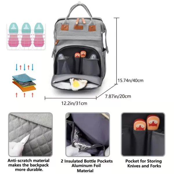 Sac à dos à langer multifonction bébé – matelassé, pratique pour voyage