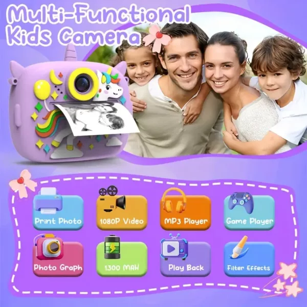 Appareil photo instantané pour enfant – Jouet numérique avec impression intégrée