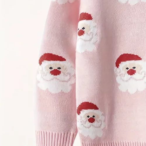 Pull de Noël tricoté enfant – motif Père Noël doux et chaud pour hiver