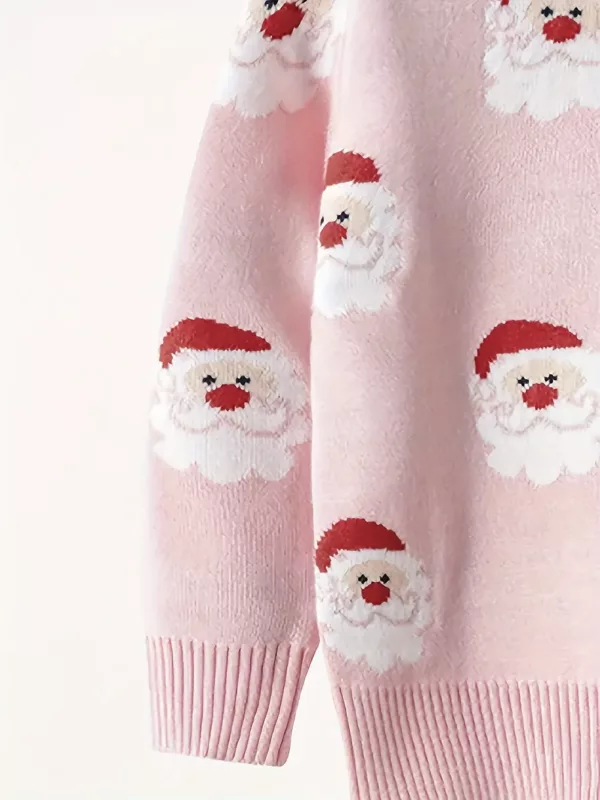 Pull de Noël tricoté enfant – motif Père Noël doux et chaud pour hiver