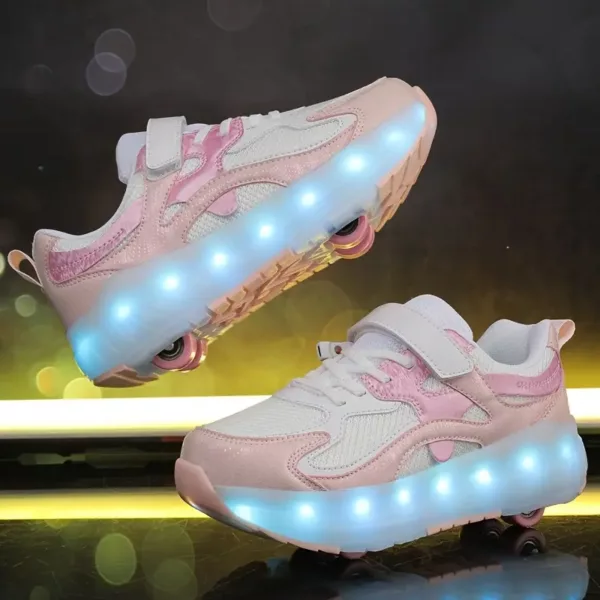 Chaussures à roulettes LED USB – baskets lumineuses rechargeables unisexe