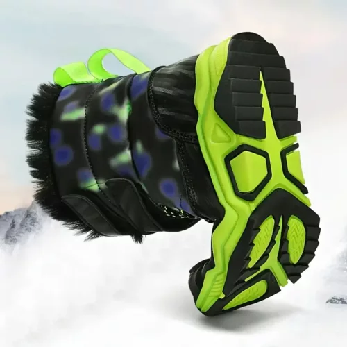 Bottes de neige garçon doublées polaire – chaussures d’hiver chaudes antidérapantes
