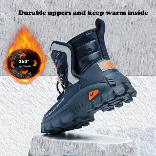 Bottes de neige enfant imperméables camouflage – chaleur et adhérence hiver