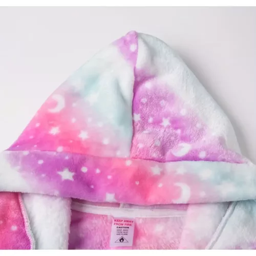 Peignoir enfant à capuche – motif dessin animé doux et confortable pour fille