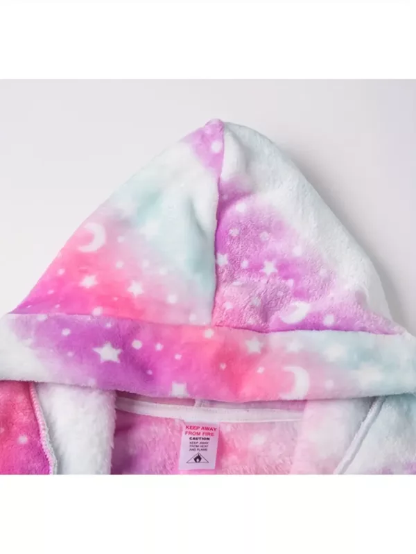 Peignoir enfant à capuche – motif dessin animé doux et confortable pour fille