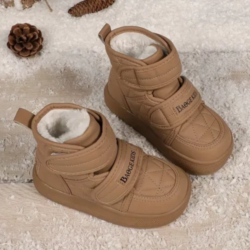 Bottes de neige enfant imperméables doublées fourrure – hiver mixte chaud