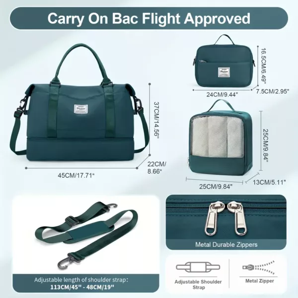 Sac de voyage femme polyvalent en nylon avec compartiments séparés et porte-chaussures