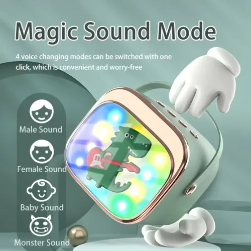 Micro karaoké portable sans fil avec LED et micro USB-C rechargeable – fêtes et anniversaires