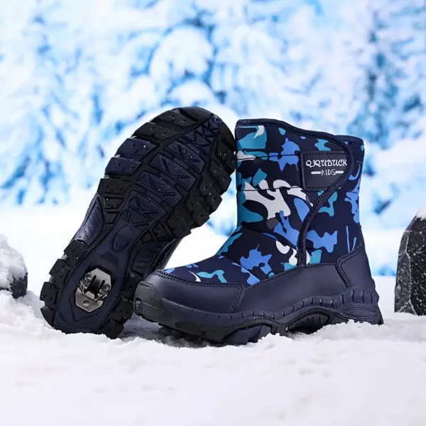 Bottes de neige enfant camouflage imperméables – chaleur et confort hivernal