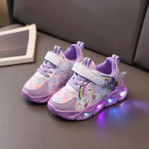 Baskets LED fille design princesse arc-en-ciel – chaussures clignotantes confortables
