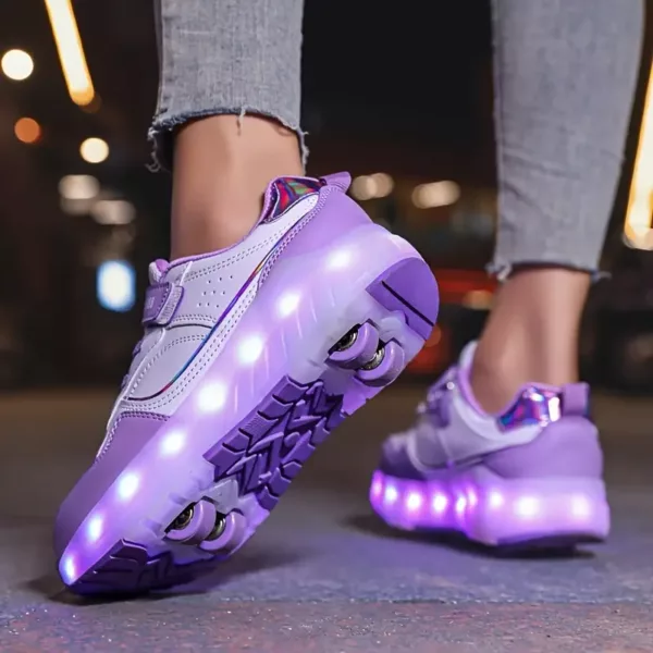 Patins à roulettes LED avec baskets respirantes – style skate pour ados