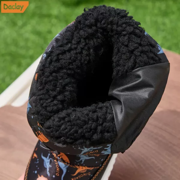 Bottes de neige enfant avec motif dinosaure et étoiles – doublure chaude et montantes