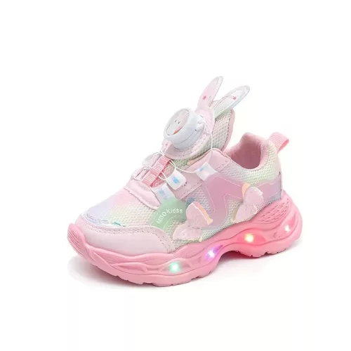Chaussures princesses fille à LED avec oreilles de lapin et motifs papillon cœur