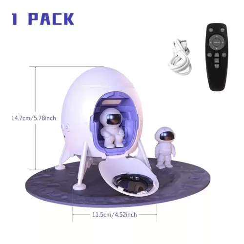 Projecteur galaxie astronaute avec base cratère – veilleuse décorative chambre
