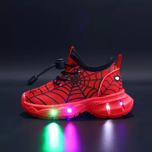 Baskets enfant LED à double scratch – confort respirant pour sport et loisirs