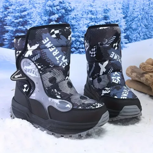 Bottes de neige enfant imperméables à motifs – doublées chaud pour l’hiver