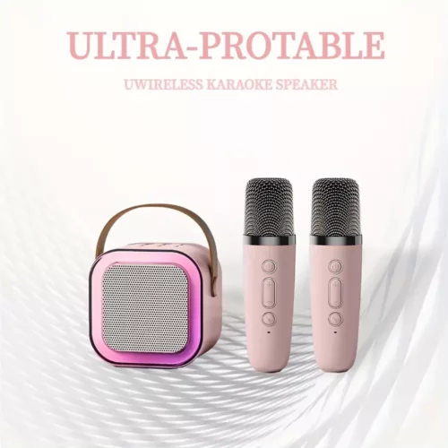 Karaoké portable avec 2 micros filaires – mini système audio tout-en-un