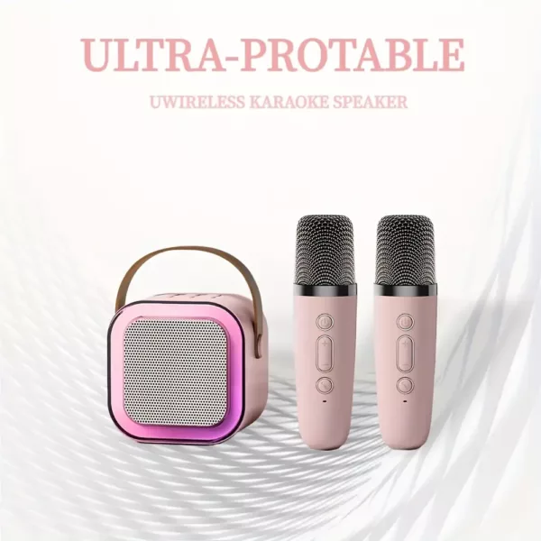 Karaoké portable avec 2 micros filaires – mini système audio tout-en-un