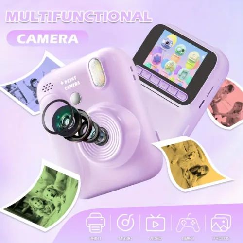 Appareil photo instantané enfant 48MP avec impression thermique et carte 32Go