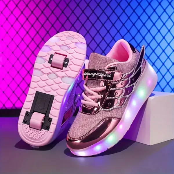 Chaussures à roulettes lumineuses pour enfants – design scintillant et tendance