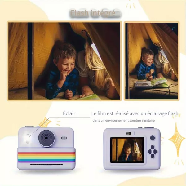 Appareil photo instantané enfant avec impression thermique et double objectif HD