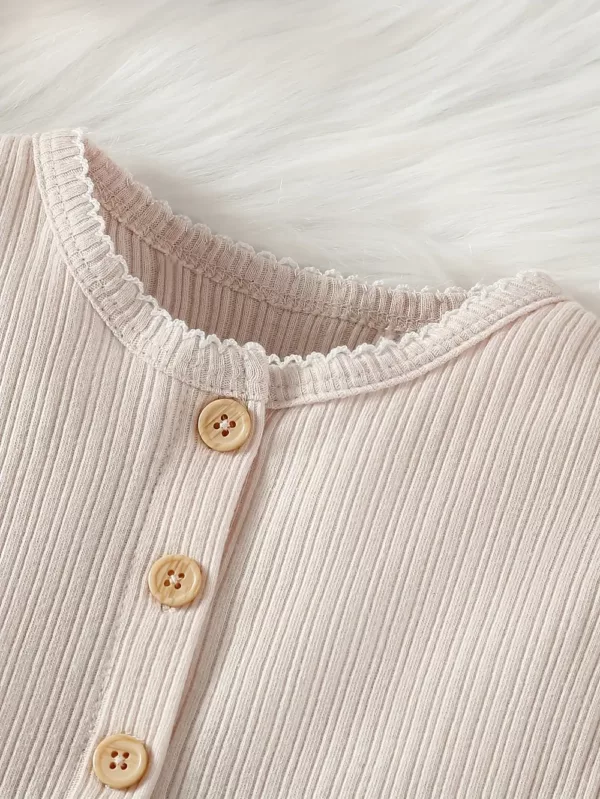 Ensemble naissance bébé fille 3 pièces – body à manches longues, pantalon et bonnet floral