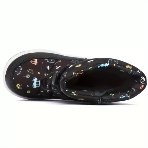 Bottes de neige enfant doublées polaire avec motifs camping – semelle antidérapante