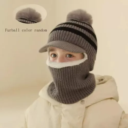 Bonnet d’hiver enfant avec tour de cou tricoté chaud et doux – 1 pièce