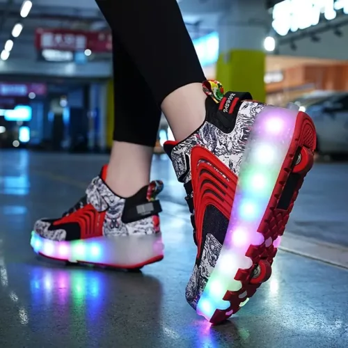 Patins à roulettes à double roue respirants – design tendance pour enfants et ados