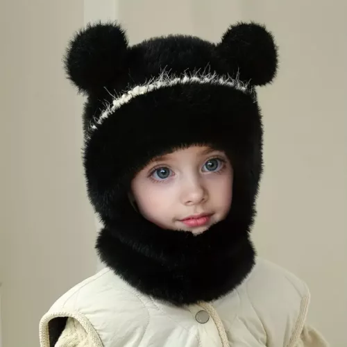 Bonnet enfant tricoté avec cache-cou intégré – chaud et idéal en hiver