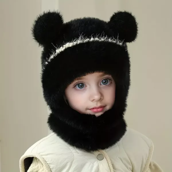 Bonnet enfant tricoté avec cache-cou intégré – chaud et idéal en hiver