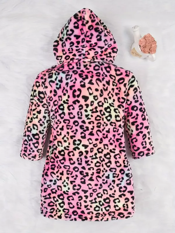 Robe de chambre enfant en flanelle douce avec capuche – imprimé ludique fille