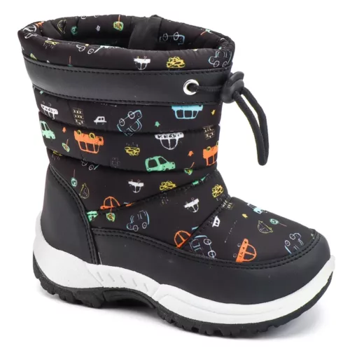 Bottes de neige enfant doublées polaire avec motifs camping – semelle antidérapante