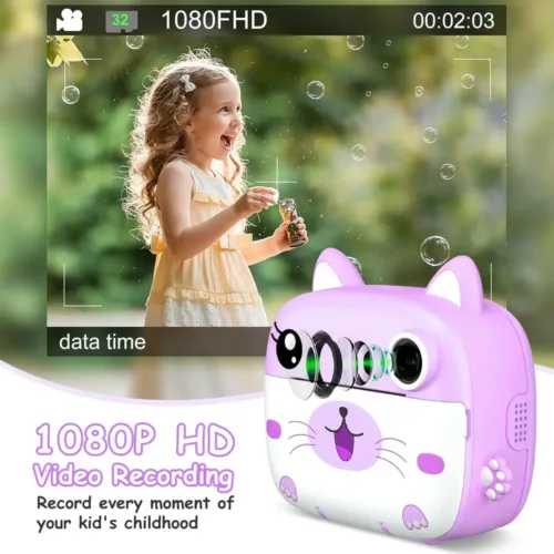 Appareil photo instantané enfant avec selfie et impression thermique – 32 Go inclus
