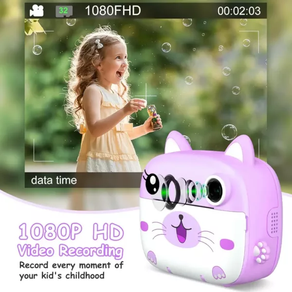 Appareil photo instantané enfant avec selfie et impression thermique – 32 Go inclus