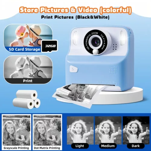 Appareil photo instantané pour enfants avec vidéo 1080P – cadeau ludique éducatif