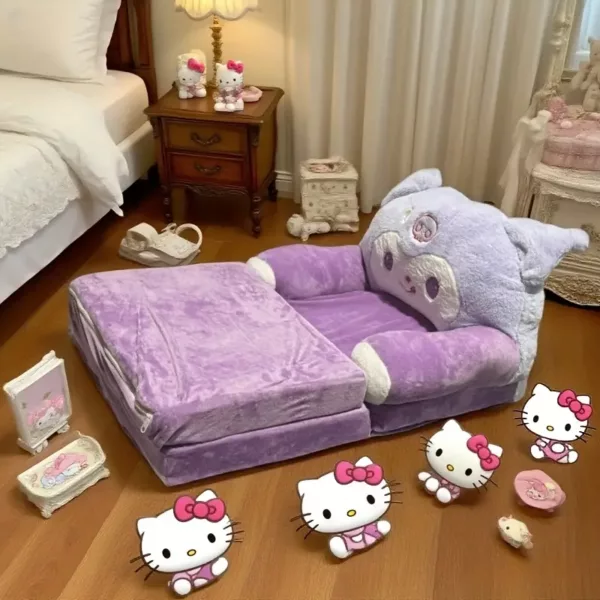 Canapé-lit pliable en peluche Kuromi – tapis tatami doux design kawaii