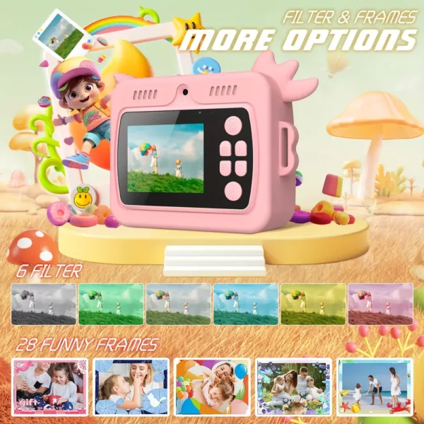 Appareil photo instantané enfant HD 1080P – caméra amusante avec impression intégrée