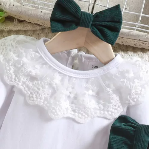 Ensemble robe bébé fille avec haut à manches longues – tenue de naissance douce