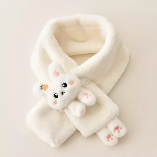 Écharpe tour de cou enfant en peluche douce – motif lapin mignon dessin animé
