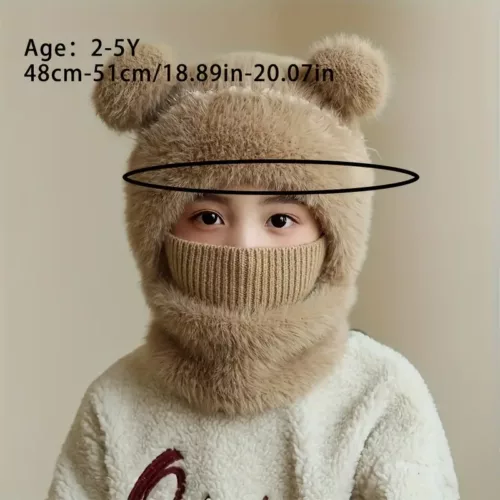 Bonnet enfant tricoté avec cache-cou intégré – chaud et idéal en hiver
