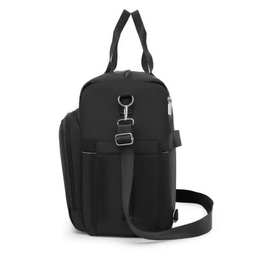 Sac à langer multifonction en tissu Oxford matelassé – rose et gris élégant