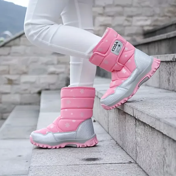 Bottes de neige enfant imperméables avec doublure chaude et motif flocon