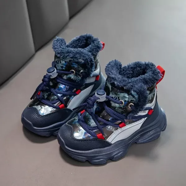 Bottes de neige fille fourrées polaire – montantes confort avec lacets élastiques