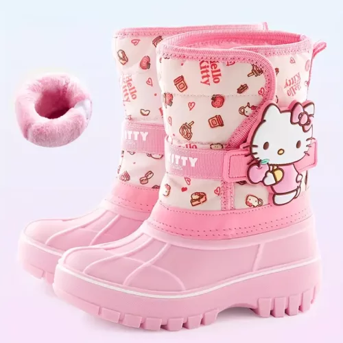 Bottes de pluie fille fourrées imperméables – hiver chaud et antidérapantes