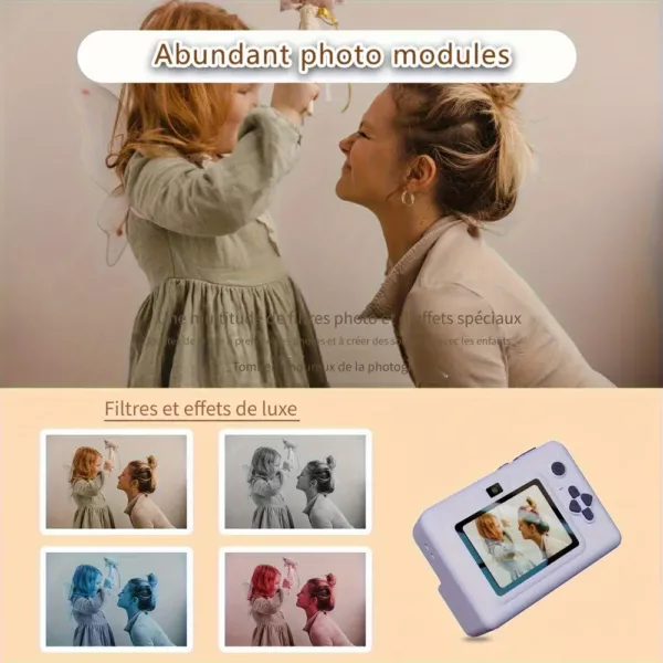 Appareil photo instantané enfant avec impression thermique et double objectif HD