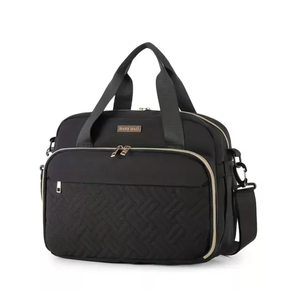 Sac à langer multifonction en tissu Oxford matelassé – rose et gris élégant