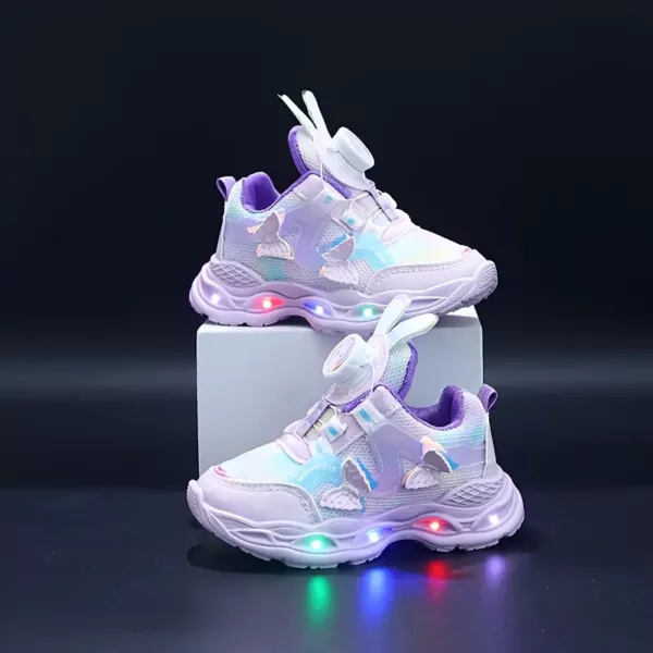 Chaussures princesses fille à LED avec oreilles de lapin et motifs papillon cœur